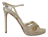 Prada Gold Leather Sandals Ankle Strap Heels Stiletto Sandal - Sandals
