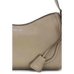 Prada Gray Calf Leather Bos Taurus Backet Bag