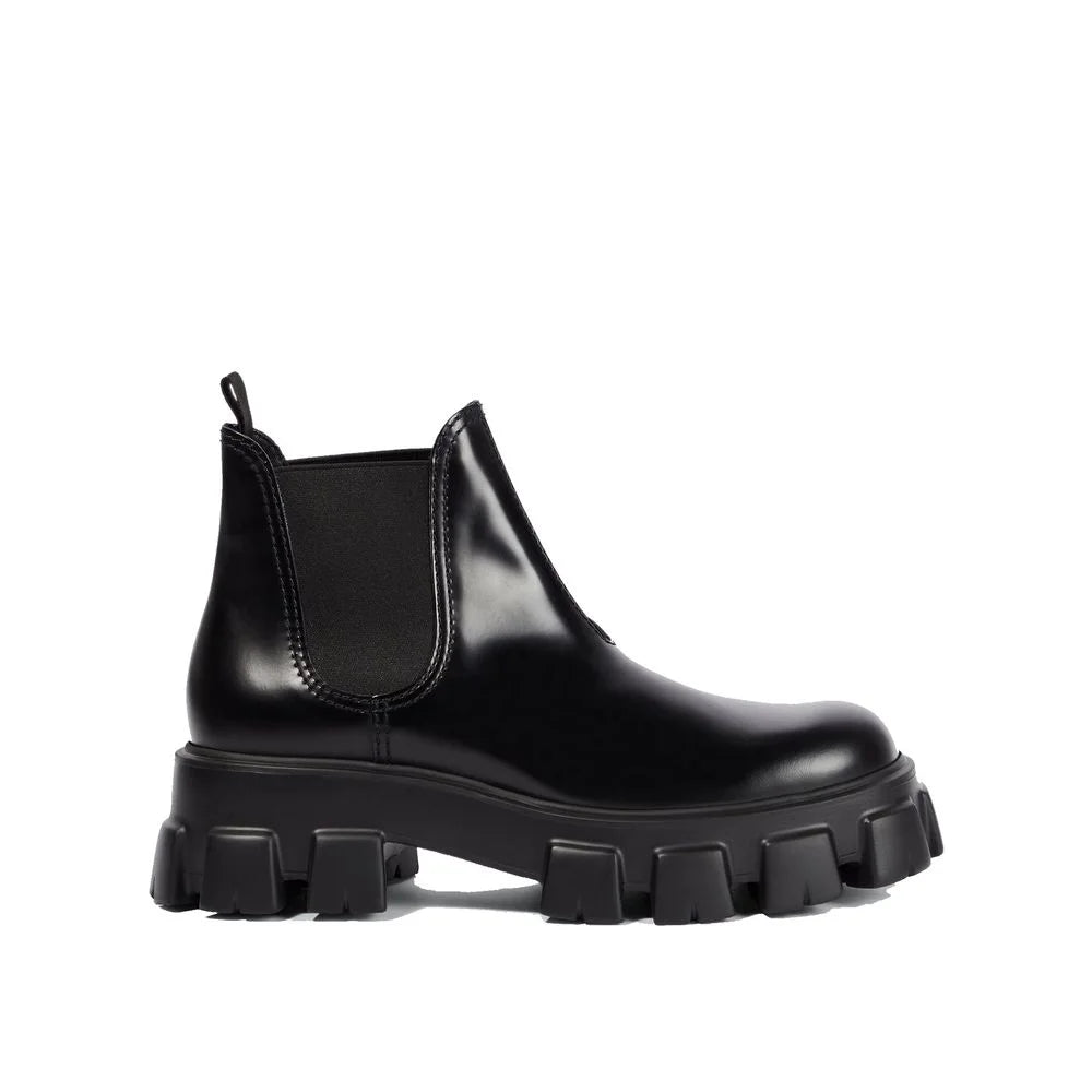 Prada Monolith Leather Ankle Boots - EU39.5/US6.5