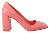 Prada Pink Patent Leather Block Heels Pumps Classic - Heels