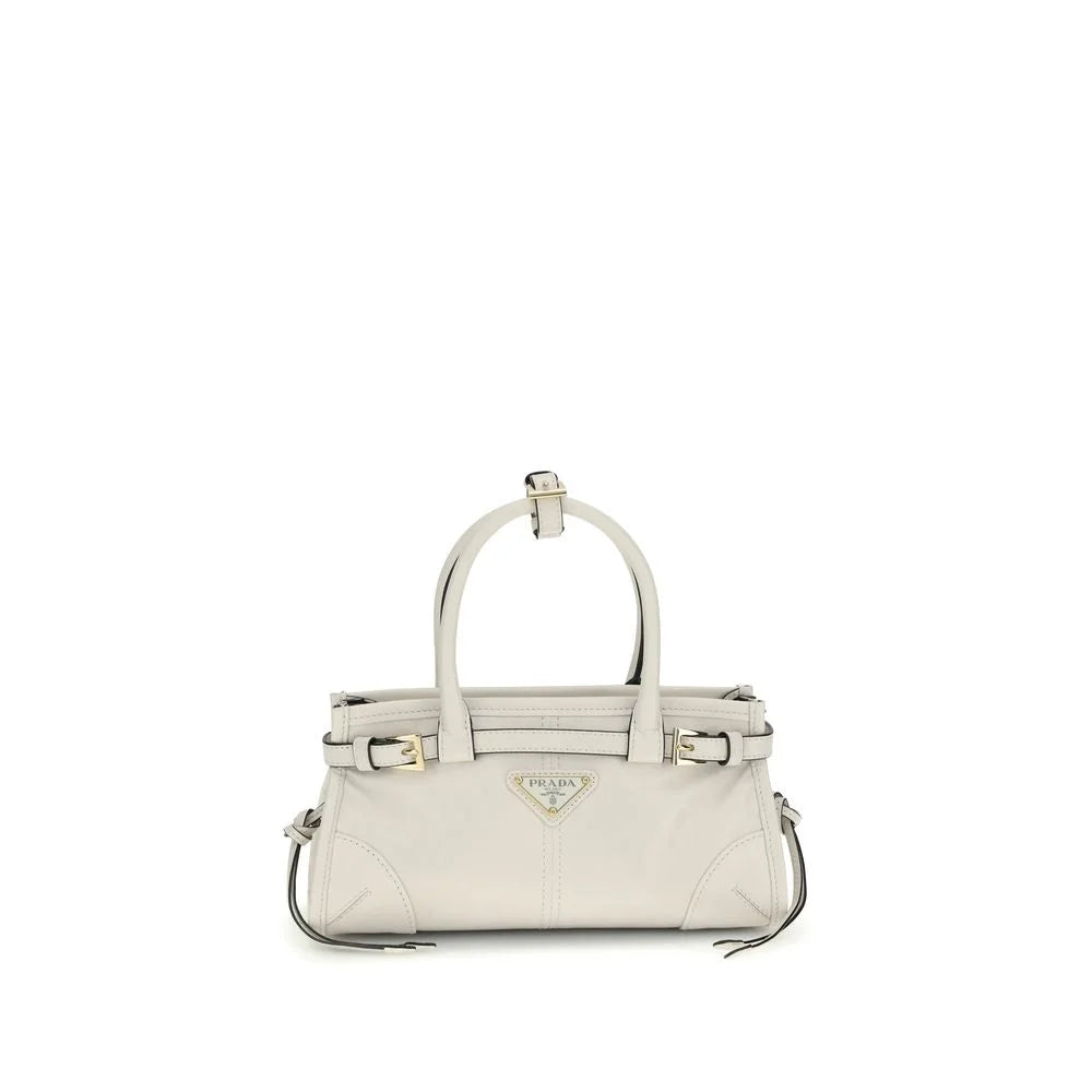Prada White Calf Leather Bos Taurus Handbag