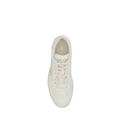 Prada White Calf Leather Bos Taurus Low Top Sneakers