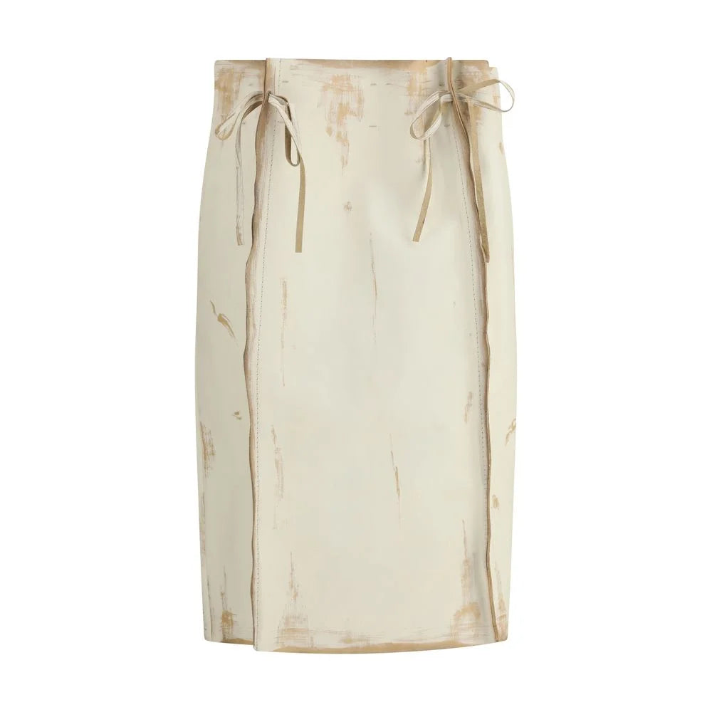 Prada White Calf Leather Bos Taurus Midi Skirt - IT40 | M