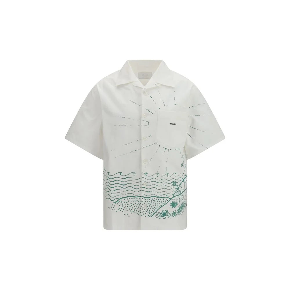 Prada White Cotton Pattern Shirt