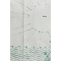 Prada White Cotton Pattern Shirt