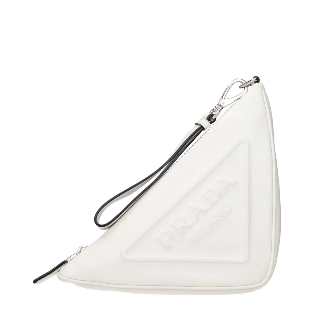 Prada White Leather Clutch Bags