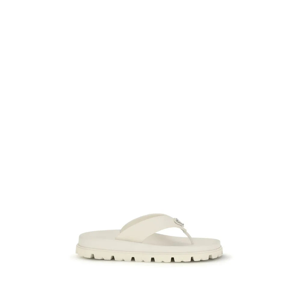 Prada White Rubber Flip-Flop Sandals