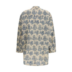 R13 Bézs Pamut Mintás Blúz - XS