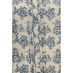 R13 Bézs Pamut Mintás Blúz - XS