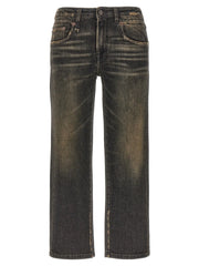 R13 Black Cotton Boyfriend Jeans
