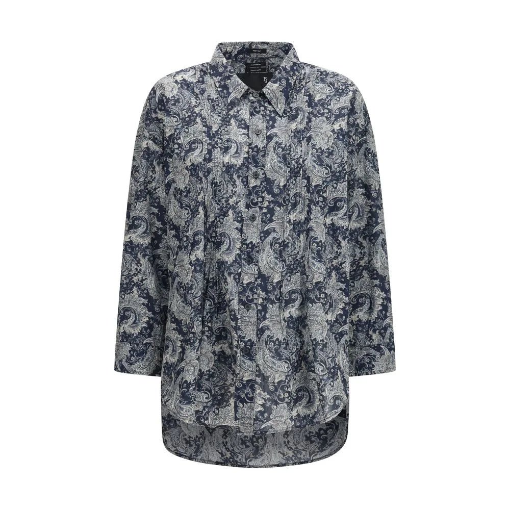 R13 Blue Silk Pattern Shirt - S