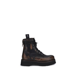 R13 Brown Rubber Lace-Up Boots - EU39/US9