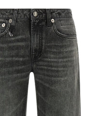 R13 Gray Cotton Straight-Leg Jeans