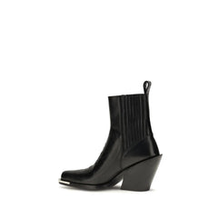 Rabanne Black Calf Leather Bos Taurus Ankle Boots