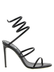 RENE CAOVILLA Black Calfskin Stiletto Heel Sandals