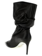 RENE CAOVILLA Black Lamb Leather Ankle Boots - EU38.5/US8.5