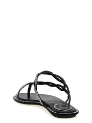 RENE CAOVILLA Black Satin Slides