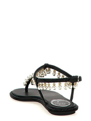 RENE CAOVILLA Black Viscose Flat Sandals - EU36/US6