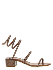 RENE CAOVILLA Brown Satin Platform Sandals - EU37.5/US7.5