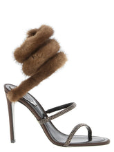 Sandales à Talons Stiletto en Satin Marron RENE CAOVILLA
