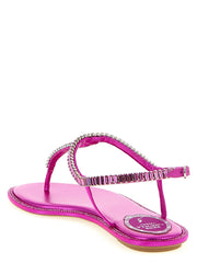RENE CAOVILLA Fuchsia Viscose Flat Sandals