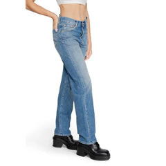 Replay Blue Cotton Mom Jean - Jeans