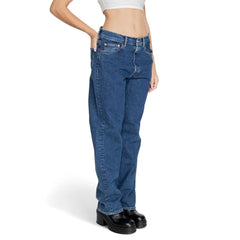 Replay Blue Cotton Mom Jean - Jeans