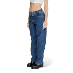 Replay Blue Cotton Mom Jean - Jeans