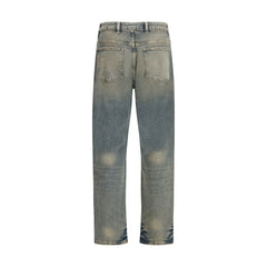 Represent Blue Cotton Straight-Leg Jeans
