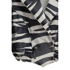 Retrofête Black And White Cotton Blazer - XXS - Trucker Jackets