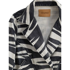 Retrofête Black And White Cotton Blazer - XXS - Trucker Jackets