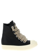 Rick Owens Bicolor Calfskin High Top Sneakers