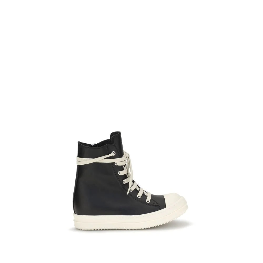 Rick Owens Black Calf Leather Bos Taurus High Top Sneakers - EU38/US8