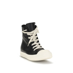 Rick Owens Black Calf Leather Bos Taurus High Top Sneakers - EU38/US8