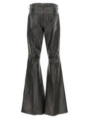 Rick Owens Black Calfskin Flared Pants - W31