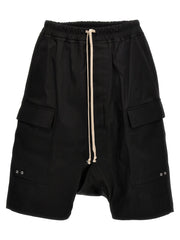 Rick Owens Black Cotton Bermuda Shorts