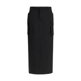 Rick Owens Black Fleece Wool Midi Skirt - Skirts