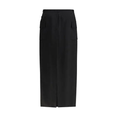 Rick Owens Black Fleece Wool Midi Skirt - Skirts