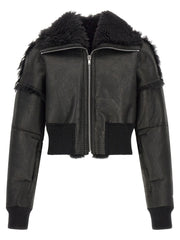 Rick Owens Black Lamb Fur Leather Jacket
