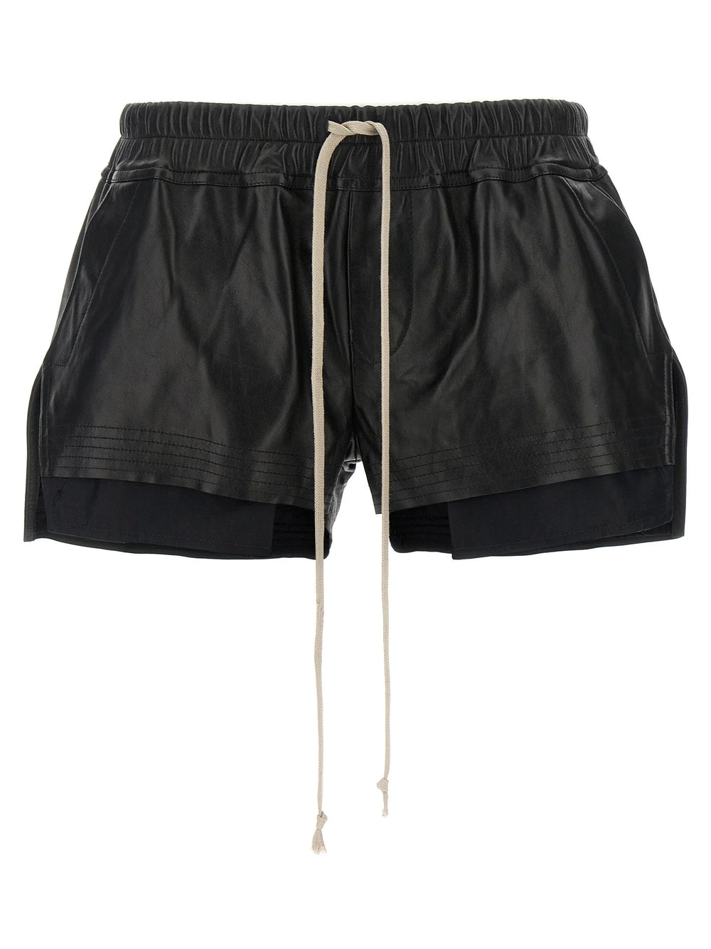 Rick Owens Black Lamb Leather Bermuda Shorts