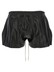 Rick Owens Black Lamb Leather Bermuda Shorts