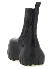 Rick Owens Black Ramie Ankle Boots