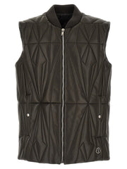 Rick Owens Brown Lamb Leather Sleeveless Jacket