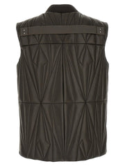 Rick Owens Brown Lamb Leather Sleeveless Jacket