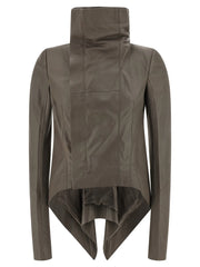Rick Owens Gray Lamb Leather Leather Jacket
