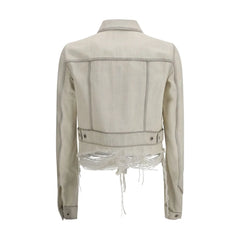Rick Owens White Cotton Denim Jacket