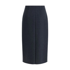 RIER Blue Fleece Wool Midi Skirt
