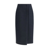 RIER Blue Fleece Wool Midi Skirt
