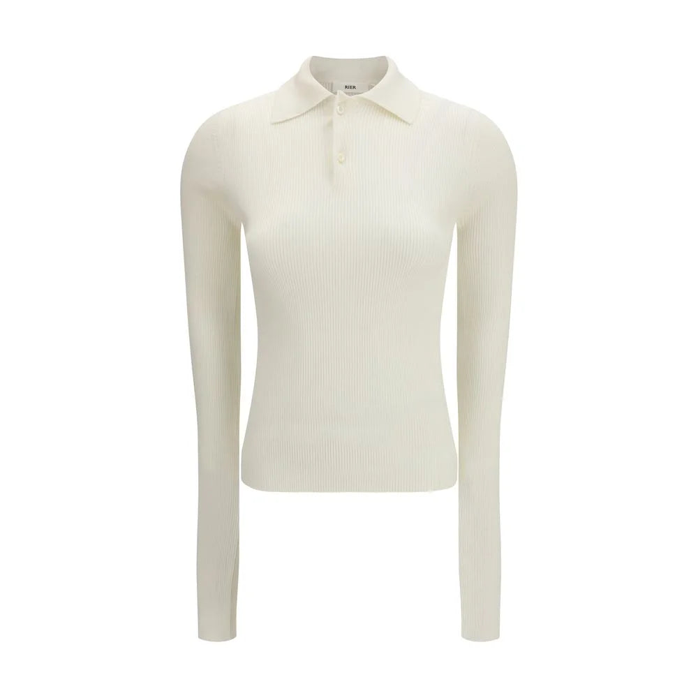RIER White Silk Polo Shirt