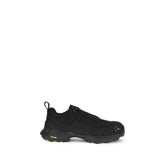 ROA black polyamide athletic sneakers featuring a technical hiking-inspired silhouette and durable Vibram sole.